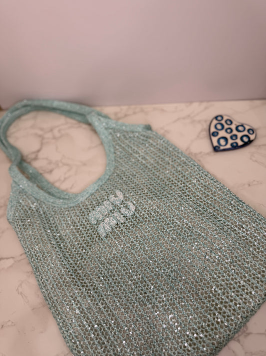 Miu miu metallic mesh tote