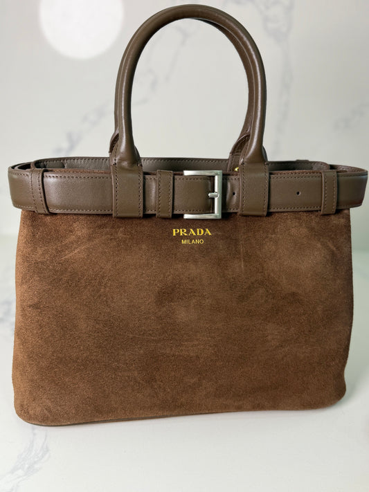 Suede Prada belt bag
