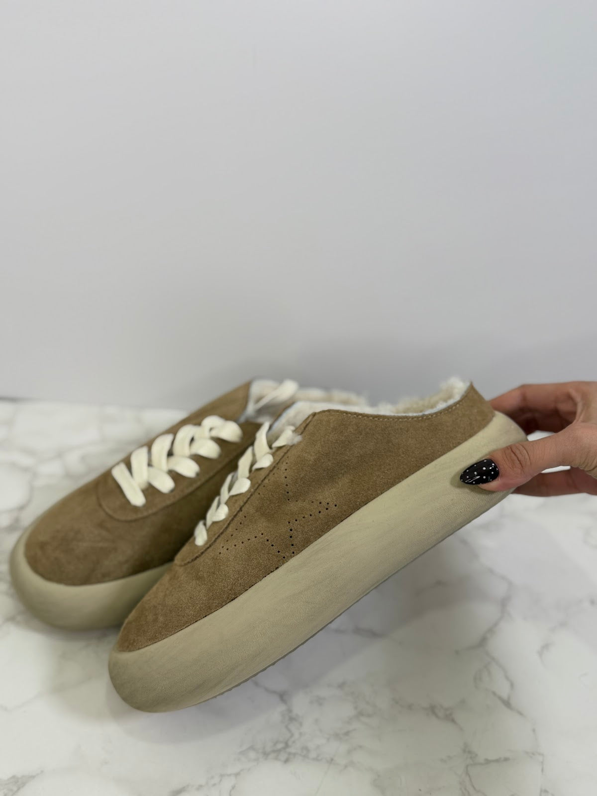 Sherpa golden goose slide on sneaker