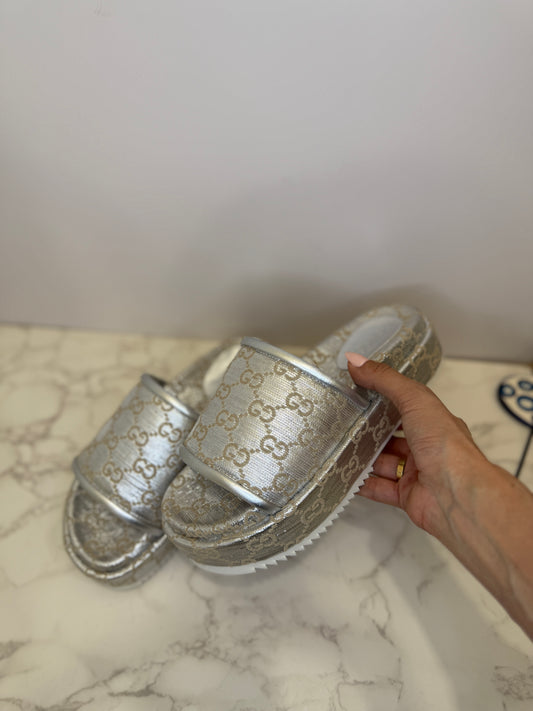 Metallic platform slide