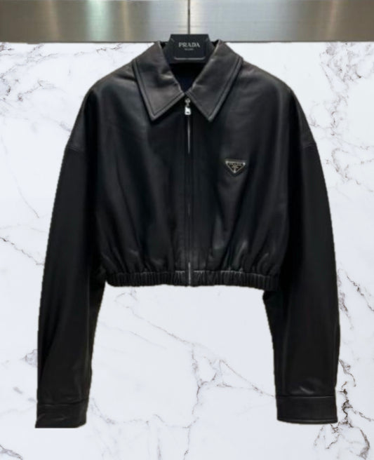 CROP PLEATHER JACKET