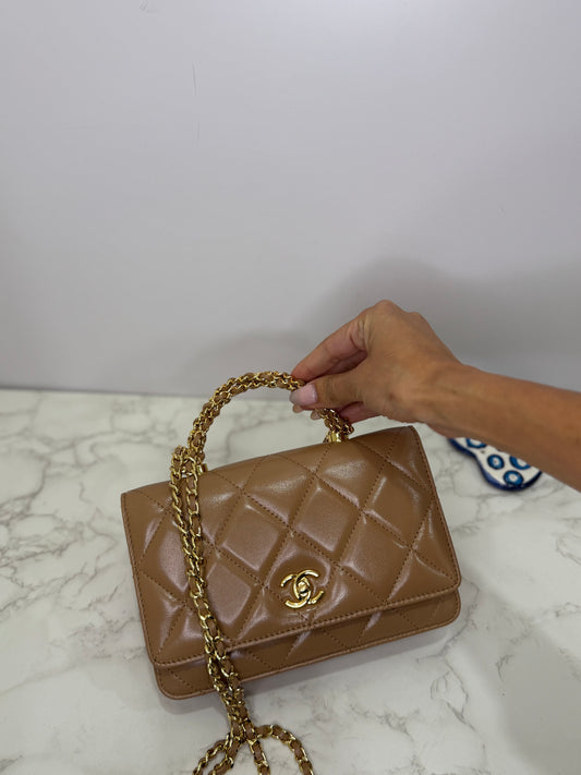 Braided handle cc wallet top handle