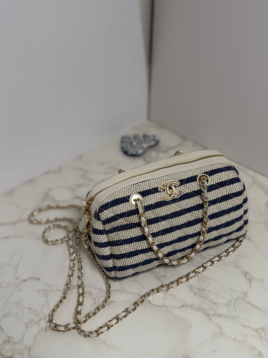 Cc stripe bowling bag raffia