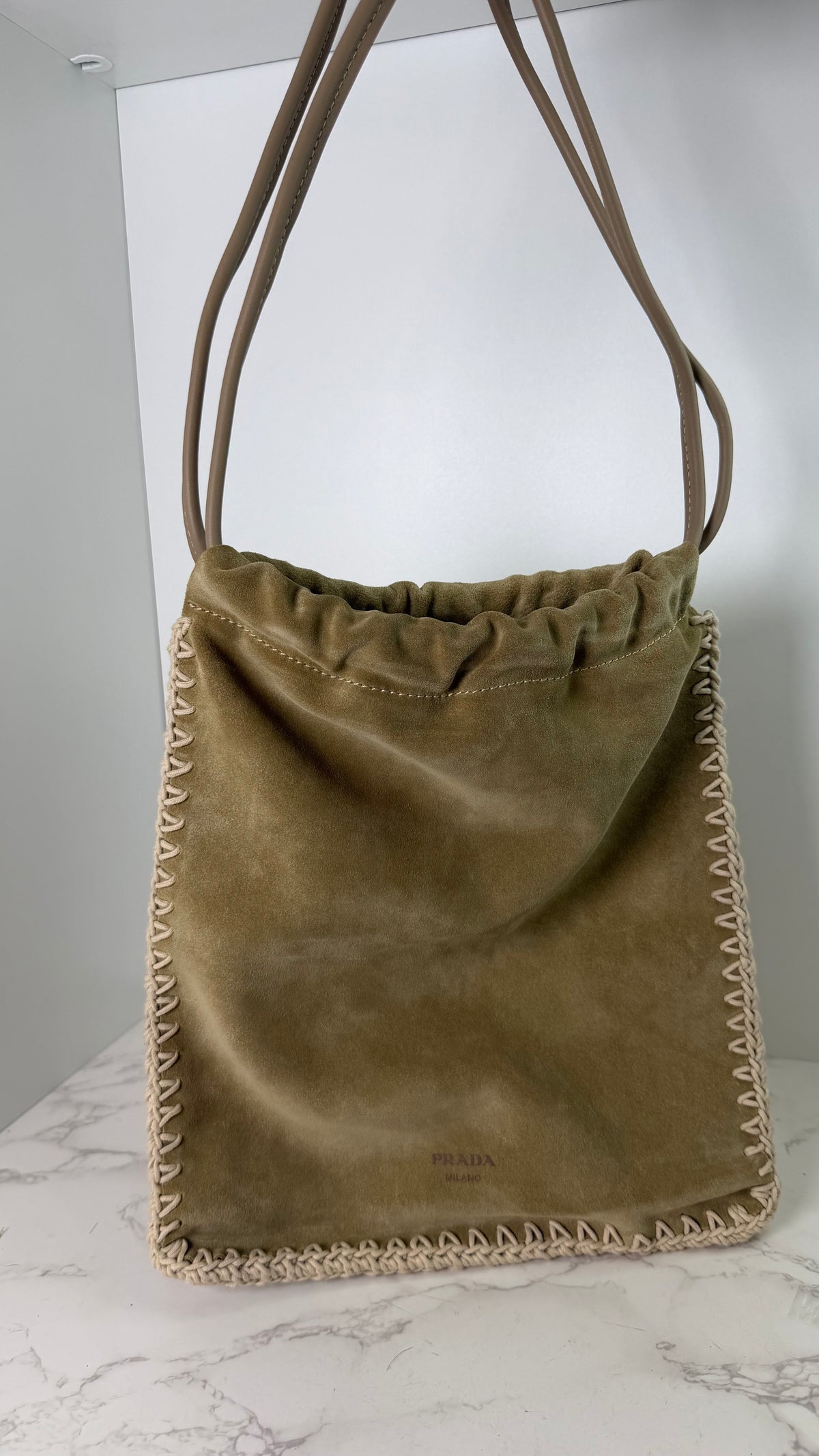 Prada suede shoulder tote