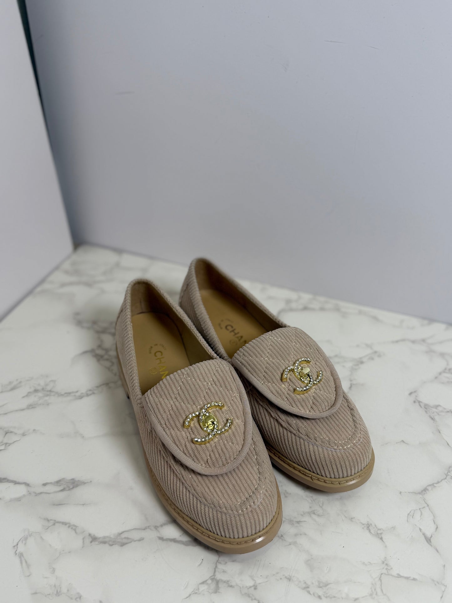 Cc cord fold over loafers