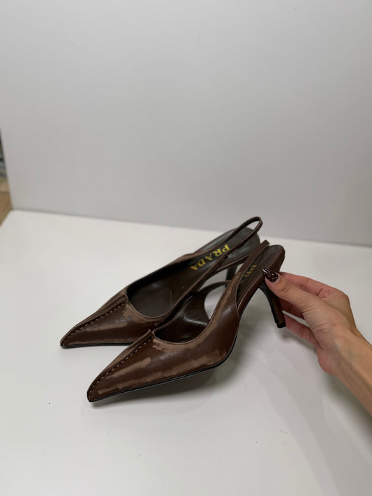 Prada distressed slingback heels