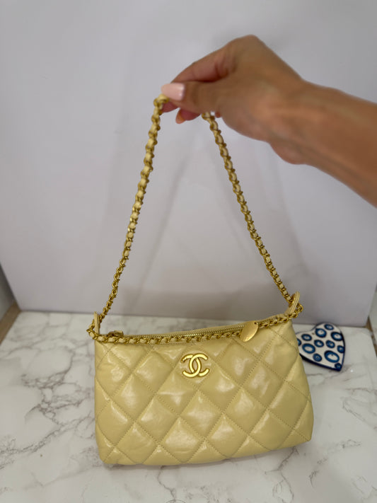 Chanel quilted patent shoulder bag