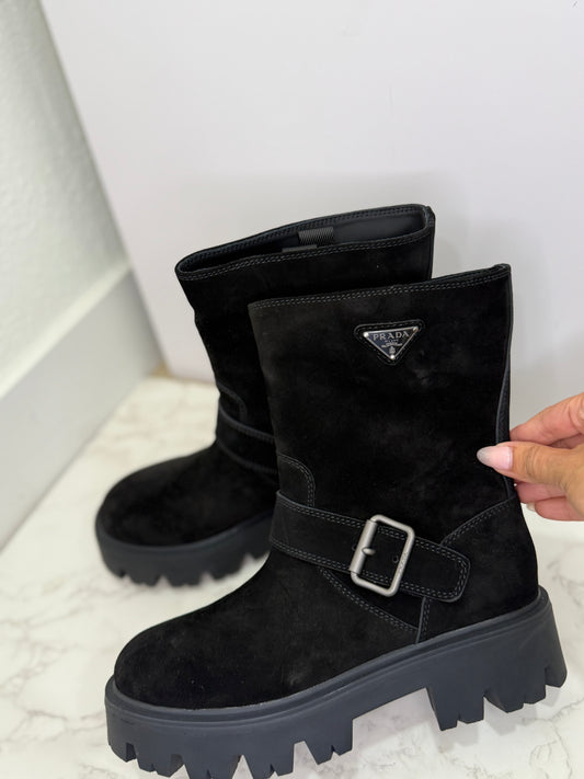 Suede Prada boot