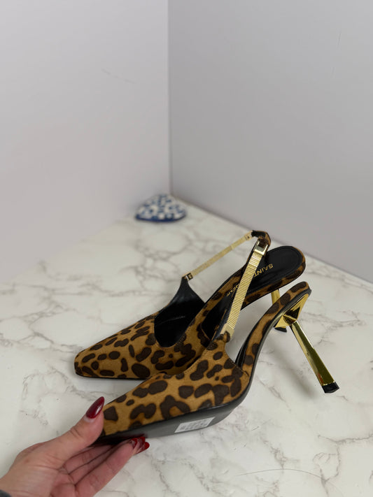 Ysl leopard slingbacks