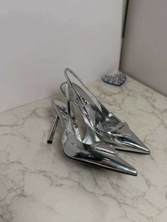 Prada metallic slingback