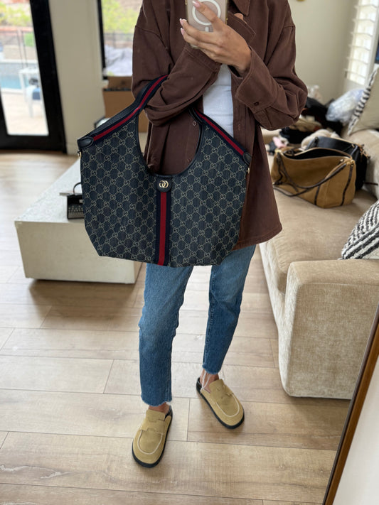 GG denim tote