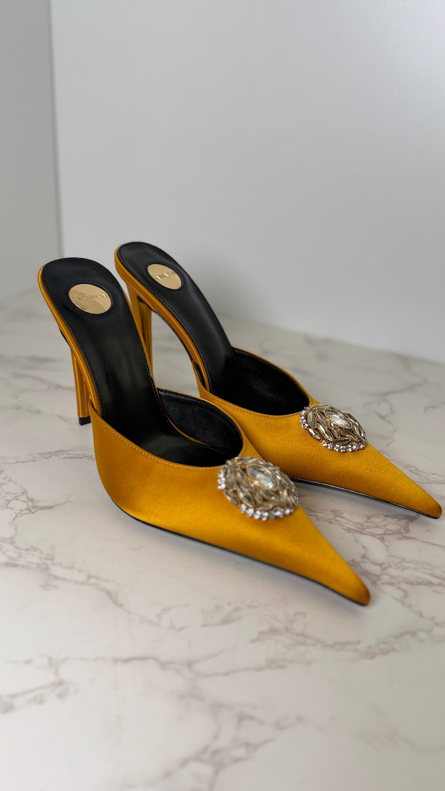 Ysl satin mule heel