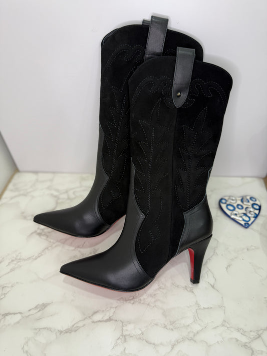 Suede cowboy boots