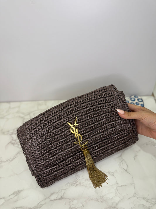 Brown raffia ysl