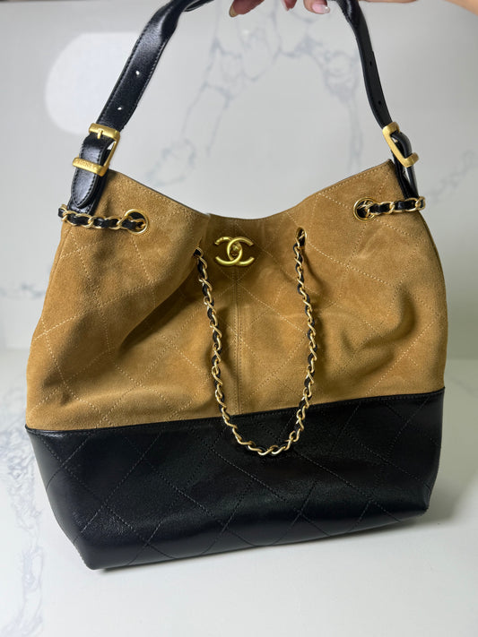 Suede leather cc tote
