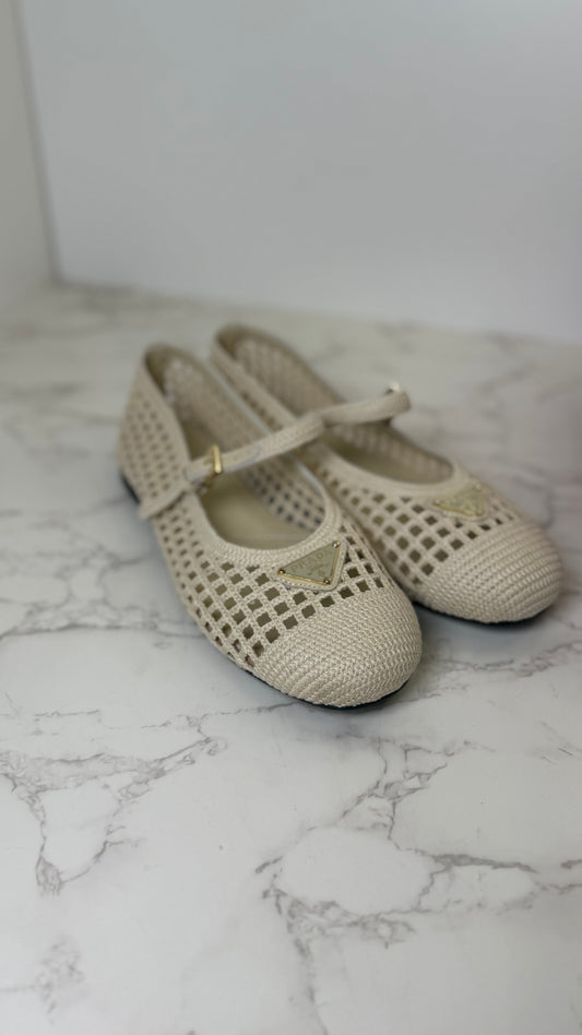 Prada Raffia Mary Jane flat