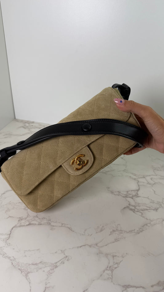 Cc suede leather combo shoulder