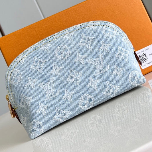 Denim cosmetic bag