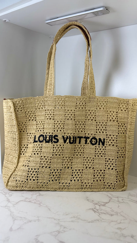 Lv Raffia tote xl )