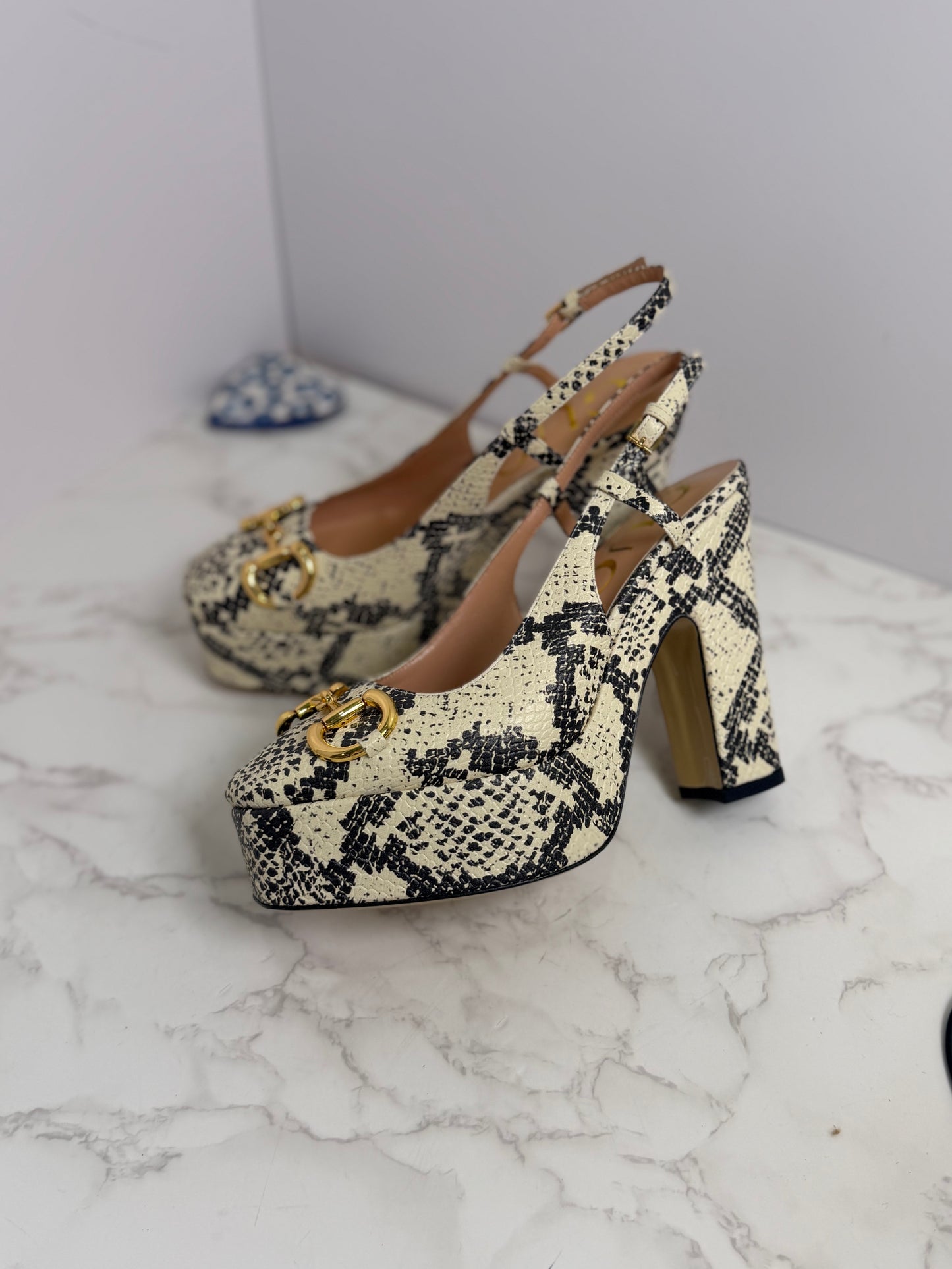 Gg snake platform slingback