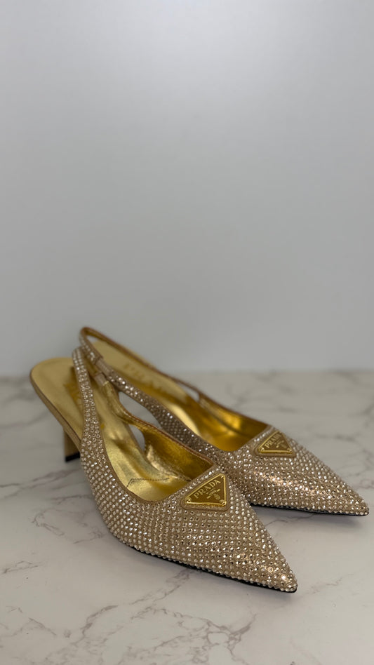 Prada rhinestone slingback