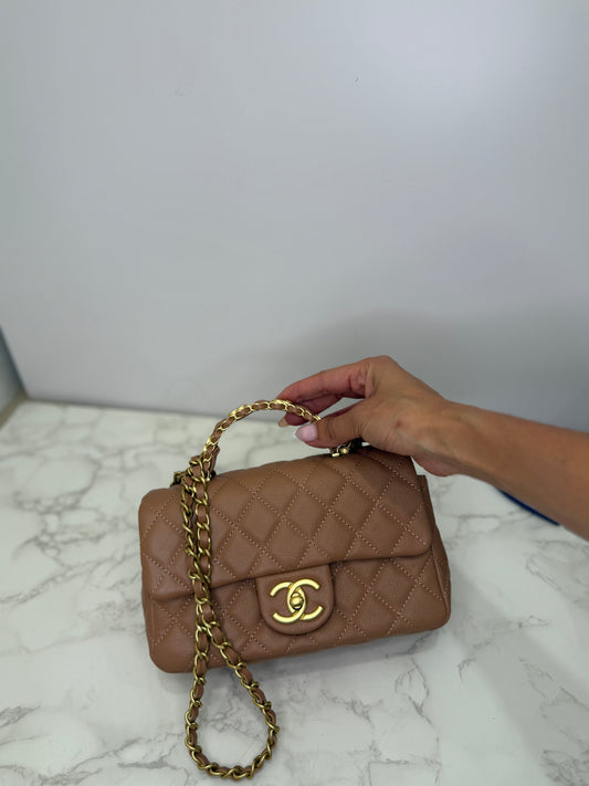 Chain top handle flap bag