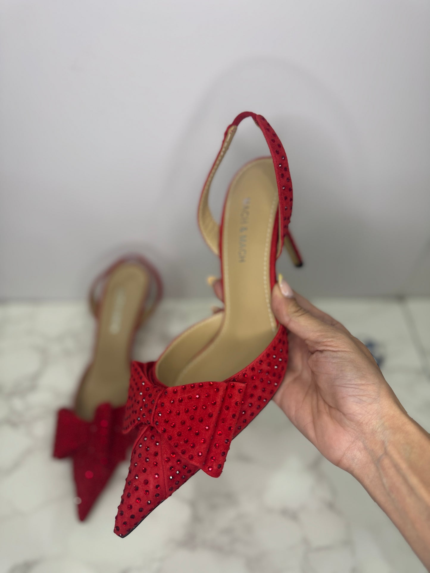 Red bow heels