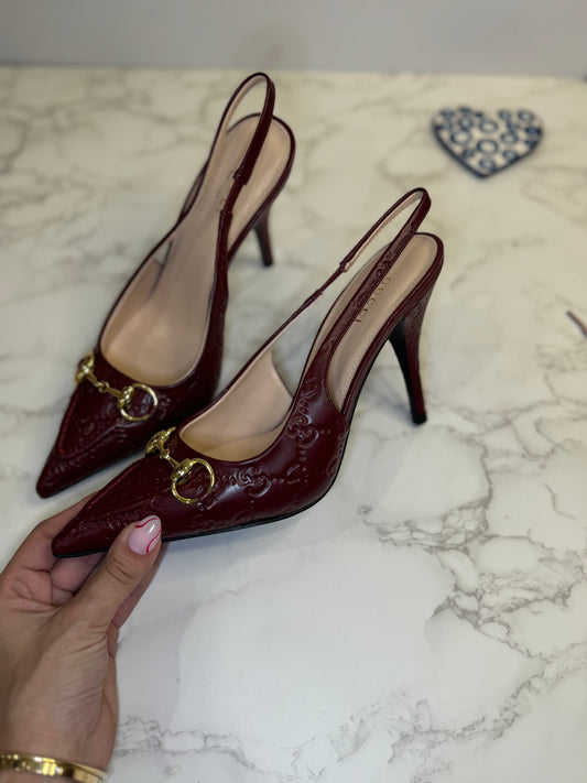 Embossed slingback heels