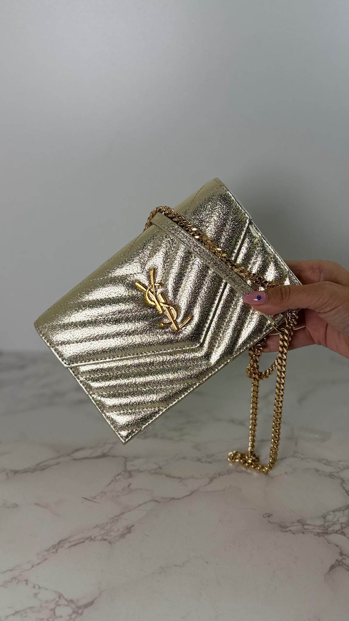 YSL Metallic Wallet on Chain