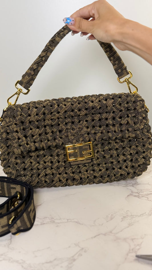 Fendi woven baguette raffia
