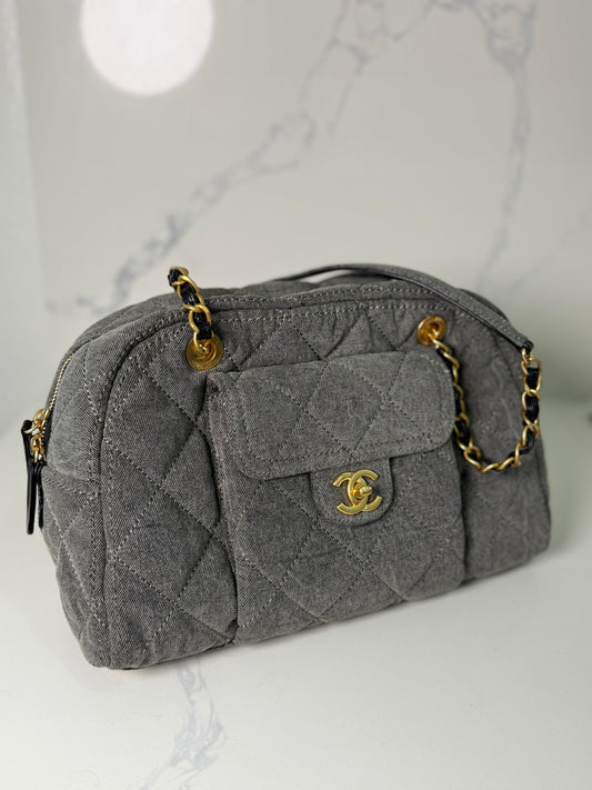 Cc denim bowling bag