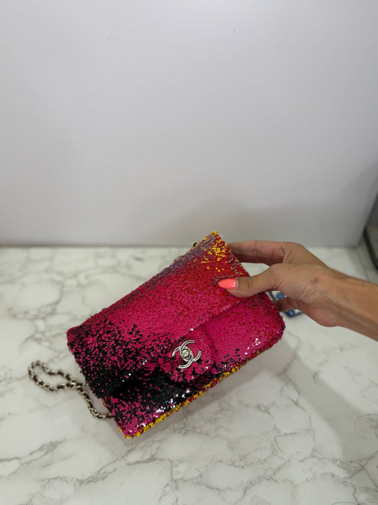 Sequin flap bag