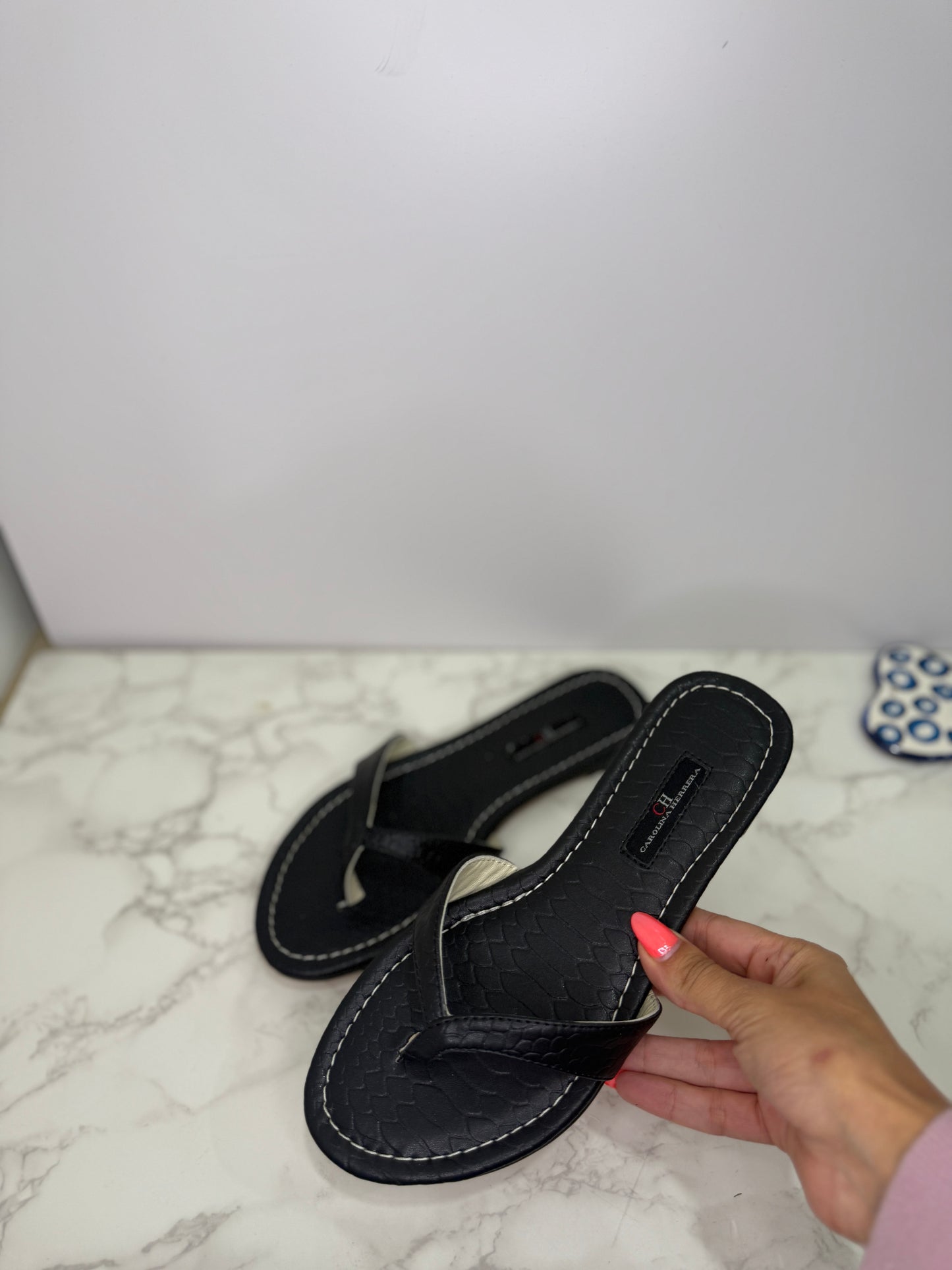 Cd leather flip flops