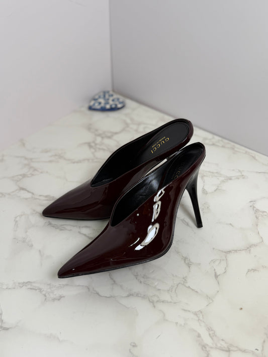Gg patent heeled mule