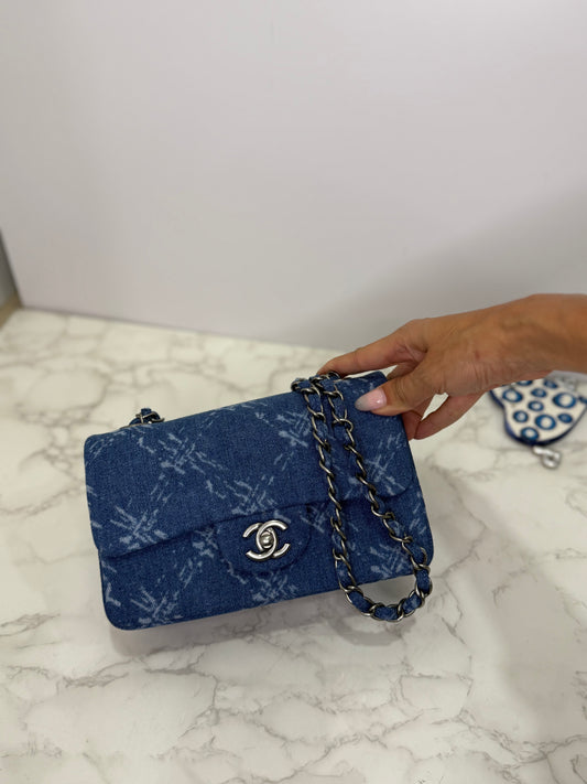 Denim flap bag