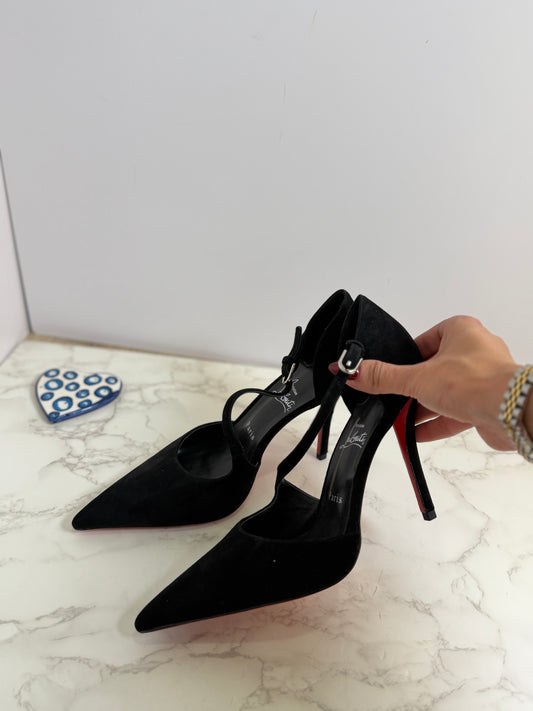 Cl suede pointed toe heel