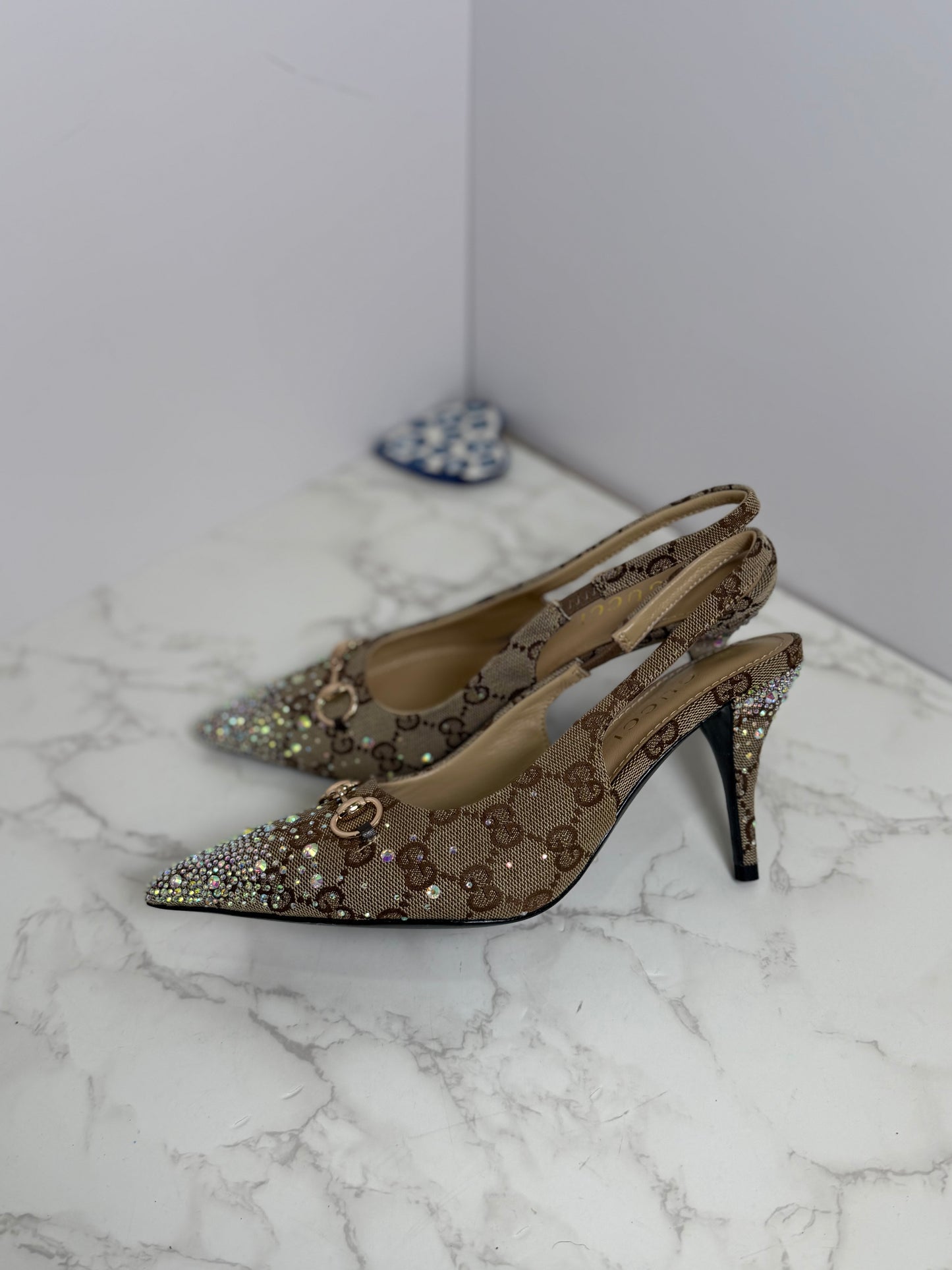 Gg embellished slingbacks