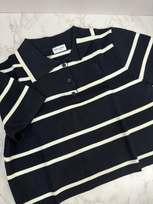 Cropped striped polo