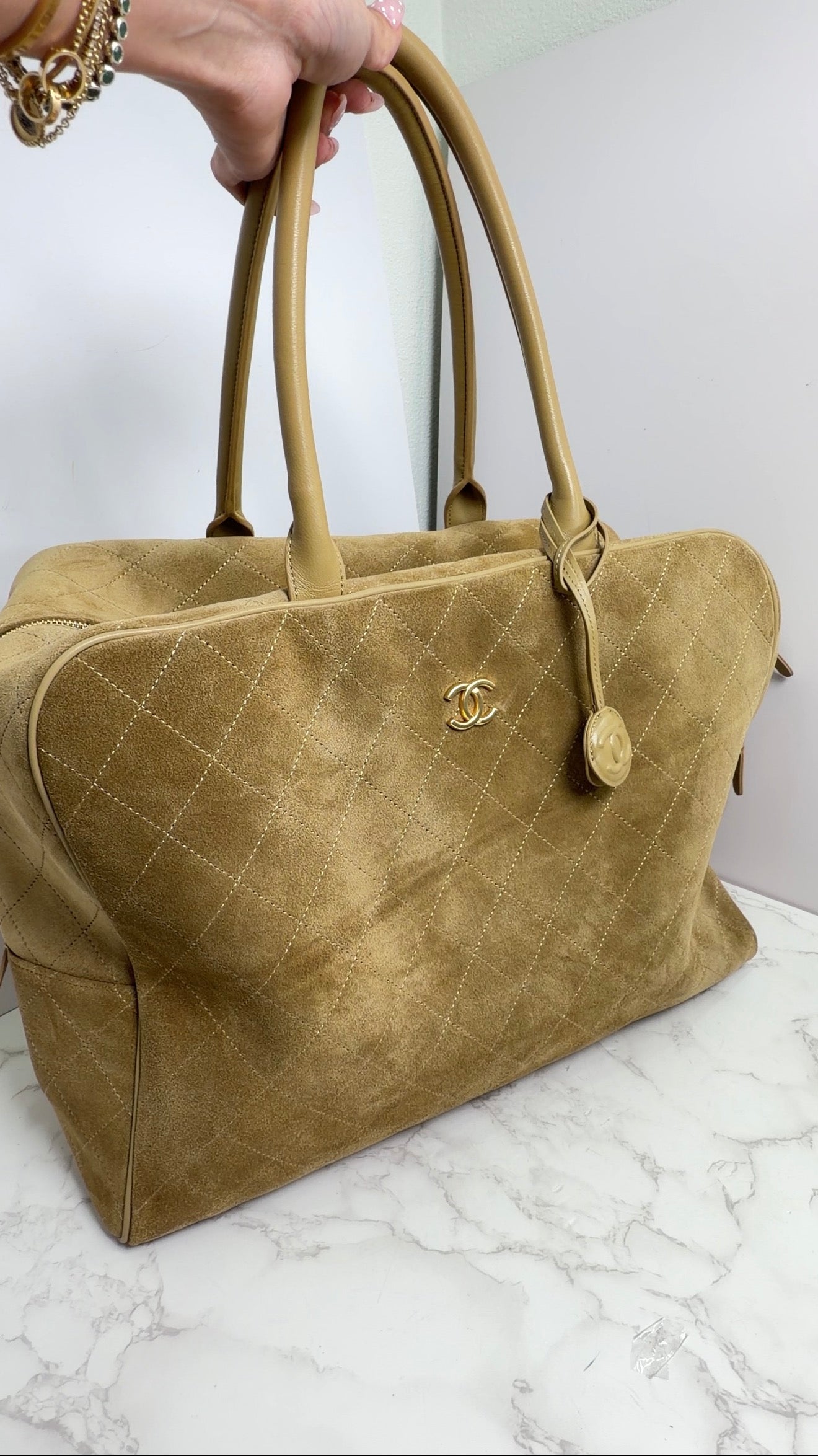 Cc suede travel tote