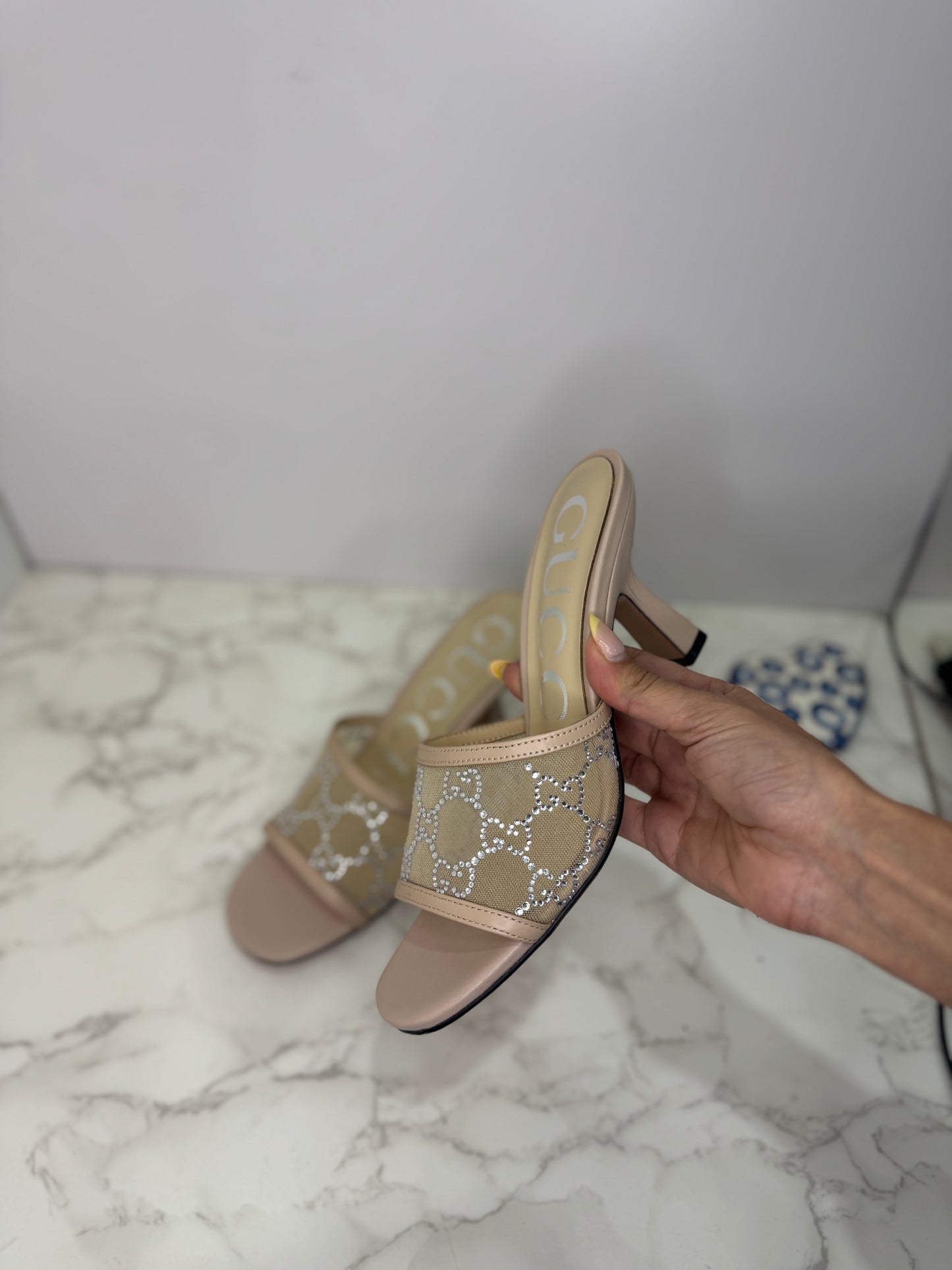 Rhinestone heel sandals
